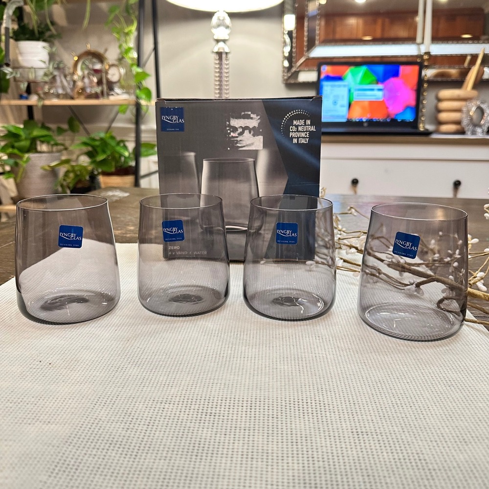 Lyngby Glas Denmark‎ 4 Piece Zero water Crystal Glass Dishwasher Safe NEW